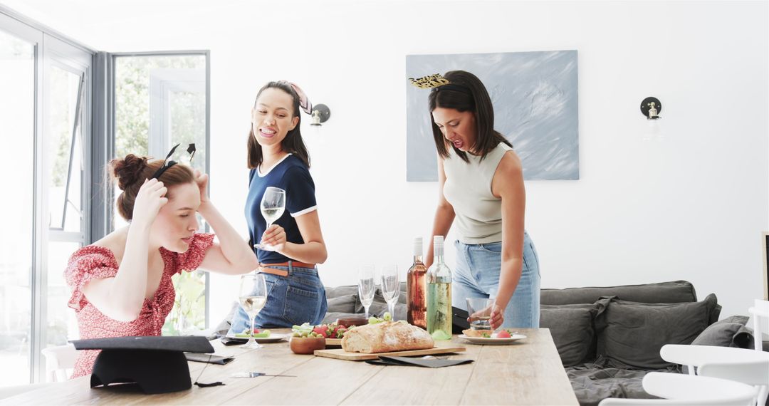 Joyful Graduation Gathering Cleanup with Friends Indoors