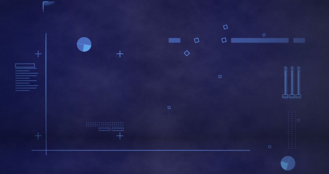 Abstract Digital Interface with Geometric Graphics on Blue Background