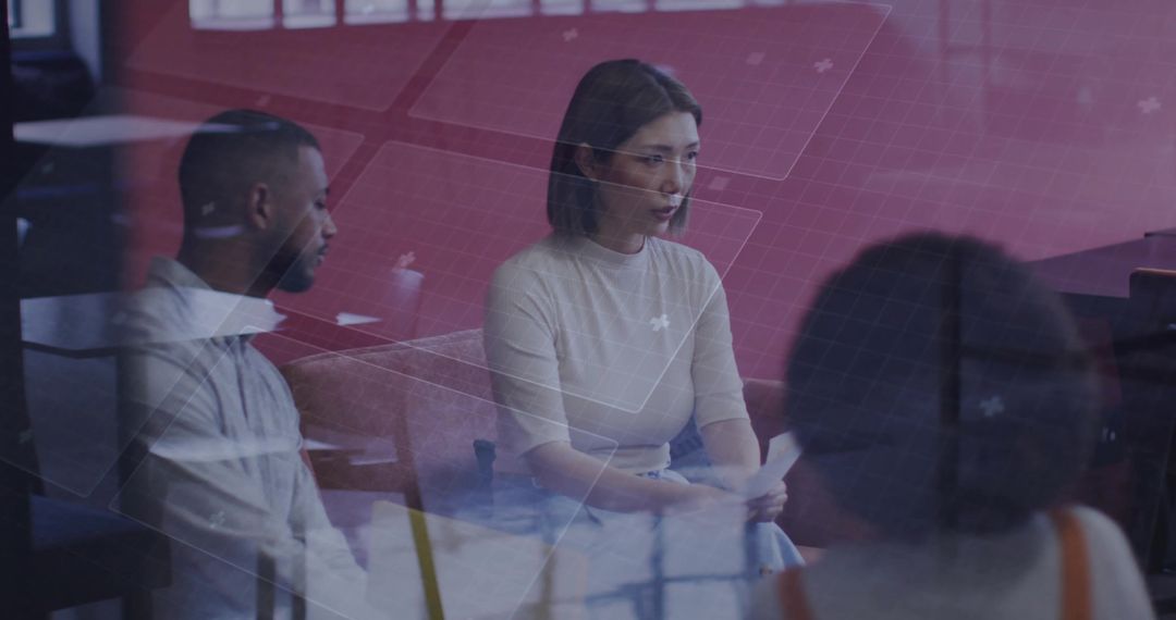 Team Collaboration with Modern Graphic Edits in Conference Room