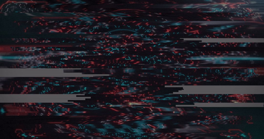 Abstract Digital Glitch with Neon Scanner Effect