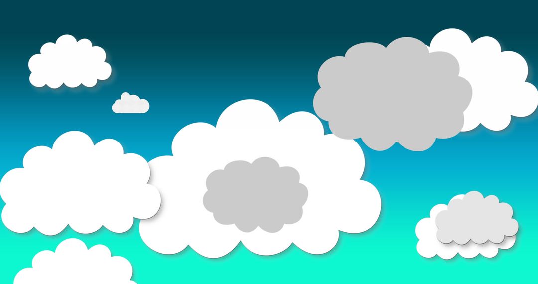 Dreamy illustrated clouds in whimsical blue sky