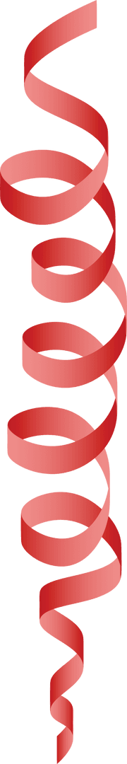 Red spiral ribbon on transparent background for design projects