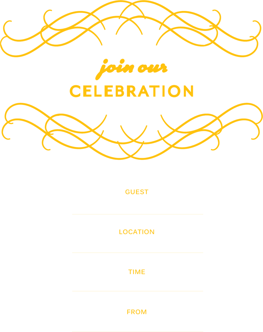 Elegant Join Our Celebration Invitation with Ornate Details, Transparent Background