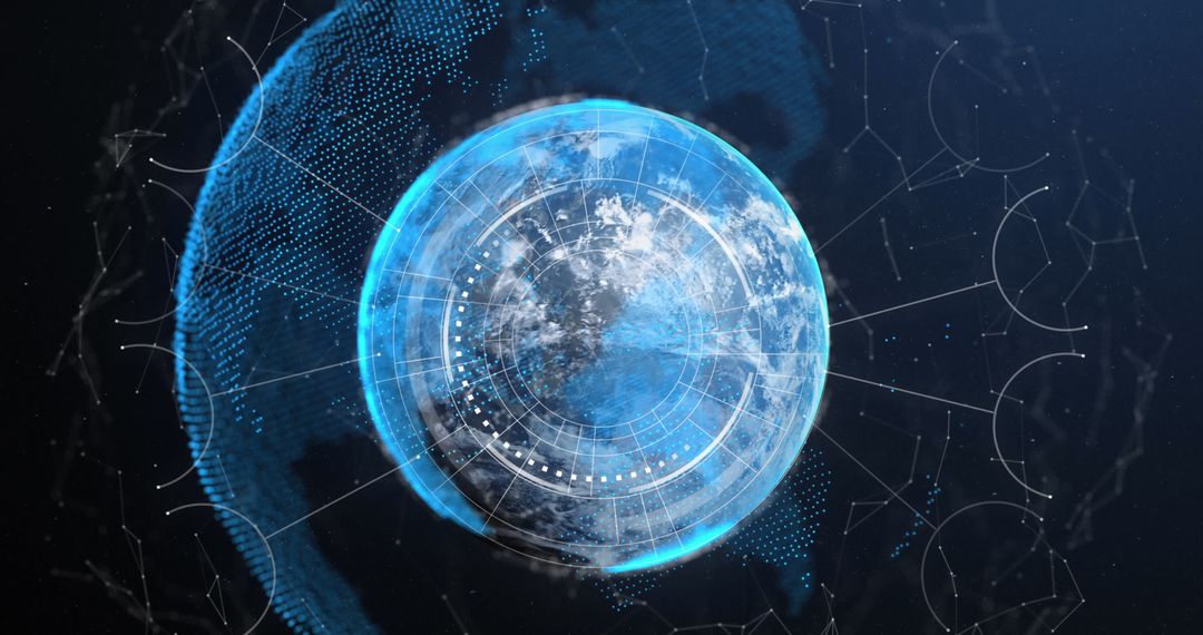 Globe With Digital Data Connections Illustrating Global Computing