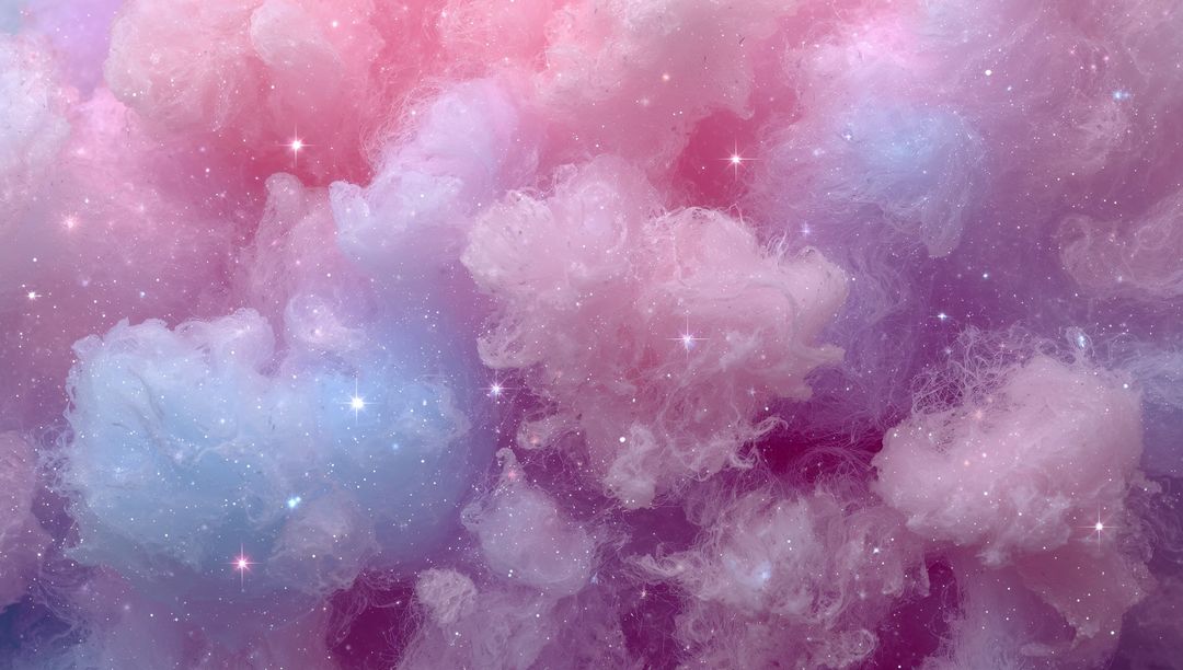 Pastel Nebula Cotton Candy Clouds with Sparkling Stars, Ethereal Cosmic Gradient