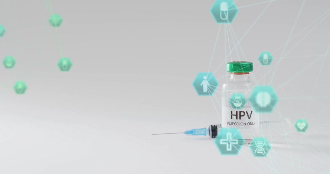 HPV Vaccine with Medical Network Illustration Concept