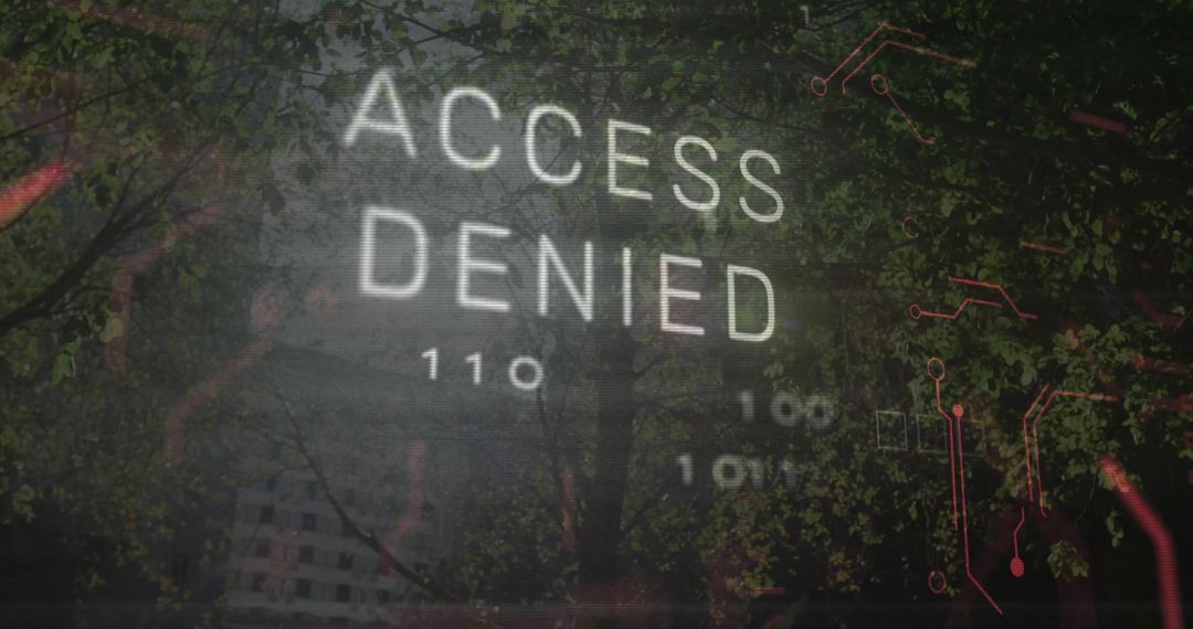 Secure Digital Access Denied Overlapping Lush Forest