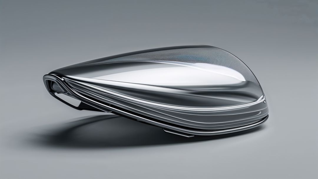 Futuristic metallic abstract object with sleek streamline design
