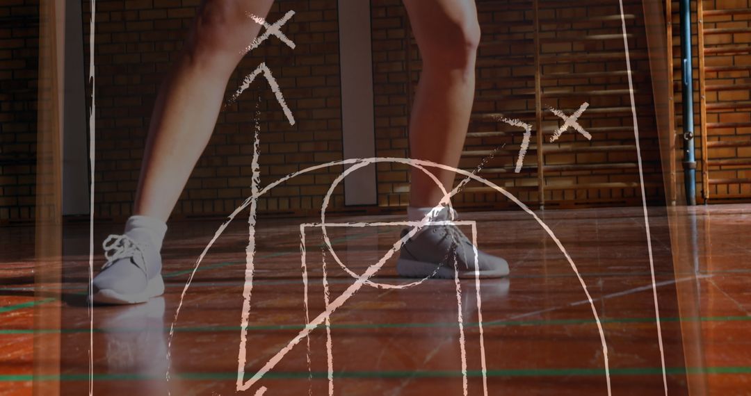 Female Basketball Player With Tactical Strategy Overlay