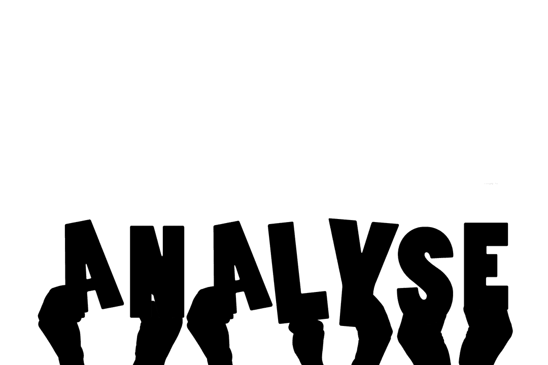 Digital Hand with Analyse Text on Transparent Background