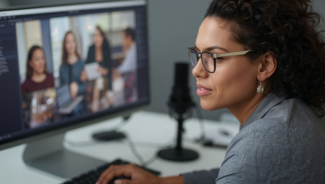 Professional Woman Hosting Virtual Meeting with Focus on Remote Work