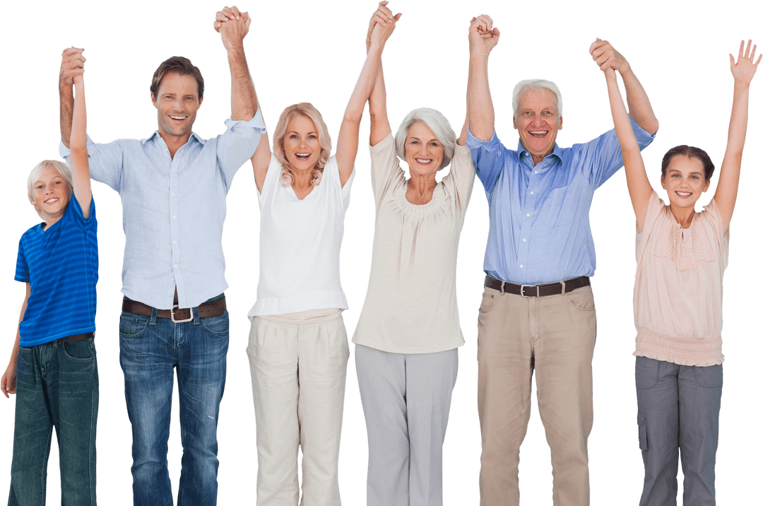 Transparent Joyful Multigenerational Family Holding Hands