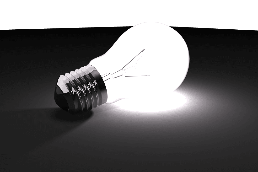 Glowing Light Bulb Illustration on Transparent Background for Creative Designs