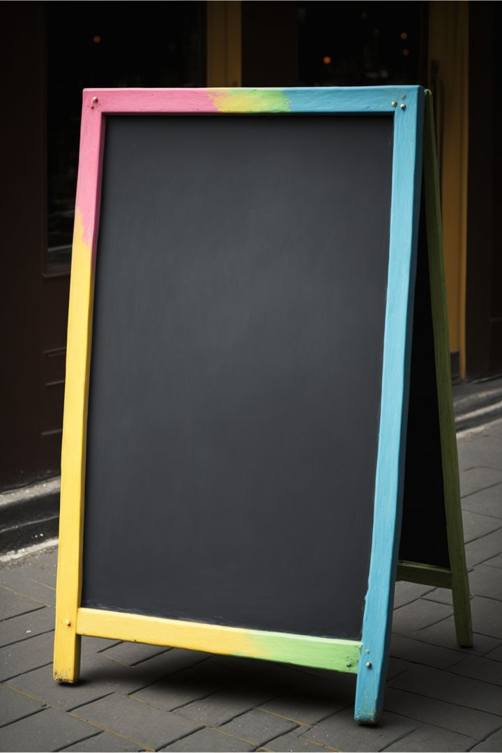 Image of colourful chalkboard outside store with copy space, created using generative ai technology - Free Images, Stock Photos and Pictures on Pikwizard.com