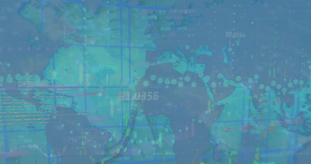 Digital data and map overlay illustrating global connectivity