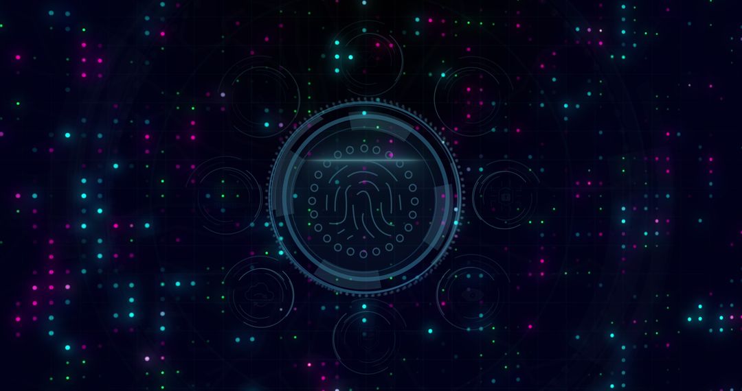 Futuristic Digital Interface with Fingerprint Technology