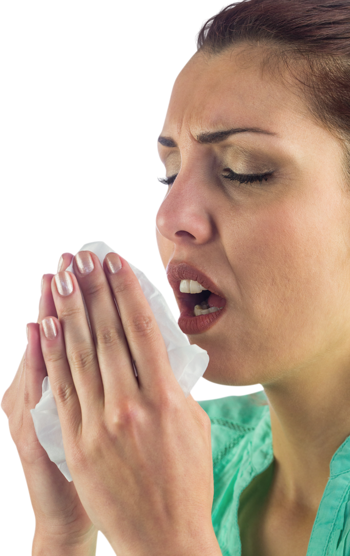 Transparent Sneezing Woman Holding Tissue Remedy Respiratory Health - Download Free Stock Images Pikwizard.com