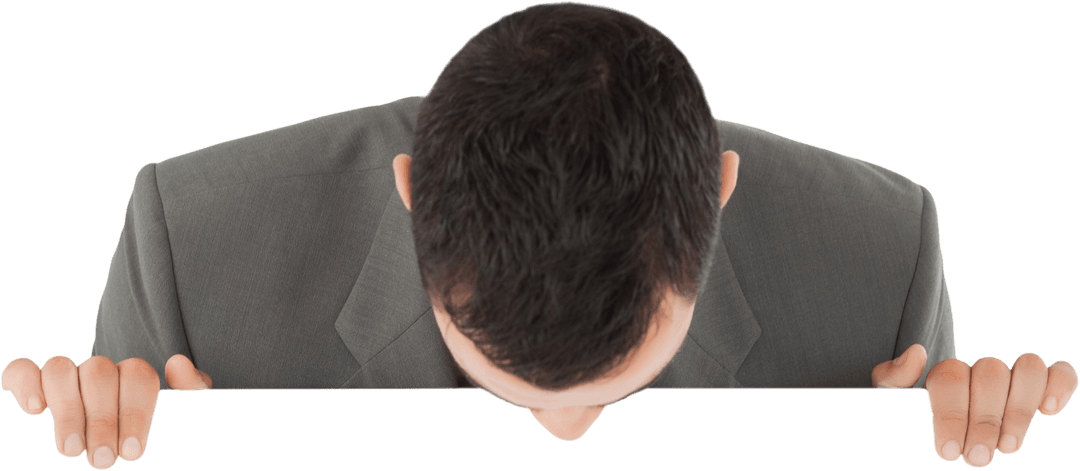 Transparent Businessman Displaying Blank Card for Copy Space