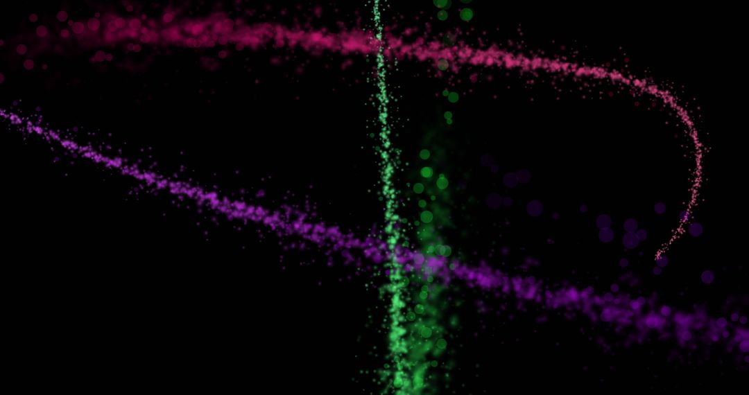 Colorful Neon Particle Trails on Black Background