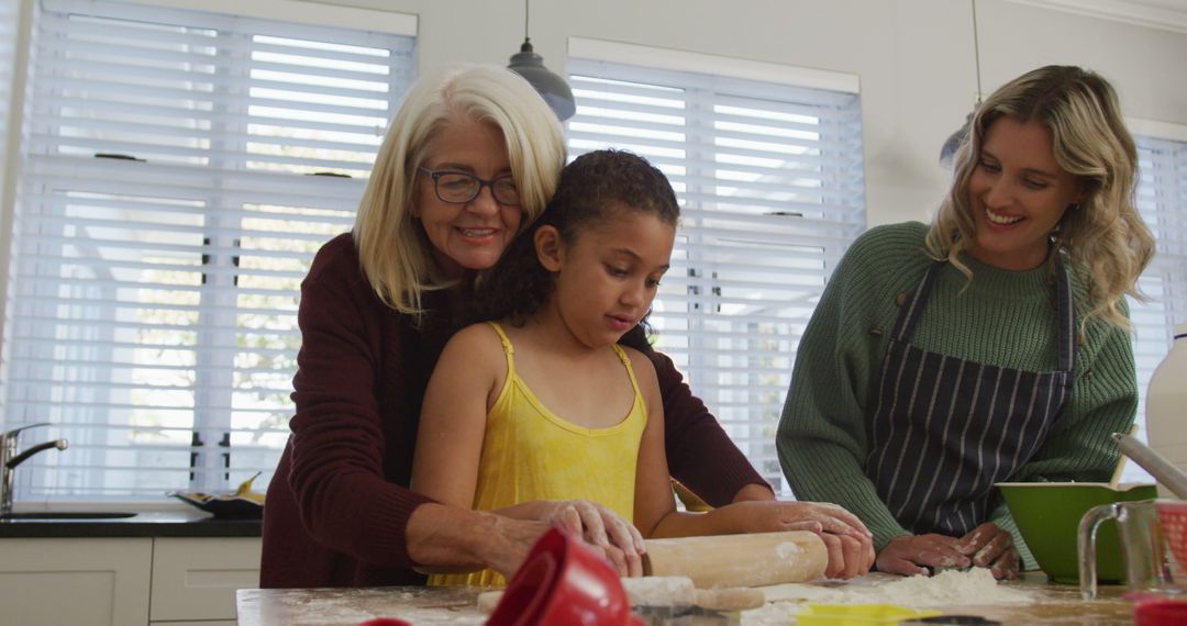 Three Generations of Women Baking Together in Kitchen - Free Images, Stock Photos and Pictures on Pikwizard.com