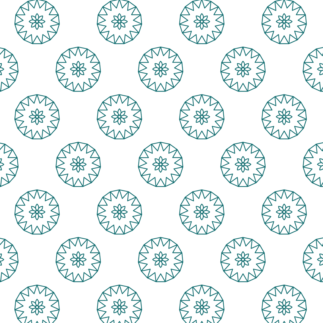 Transparent Background Teal Floral Pattern with Circular Motifs
