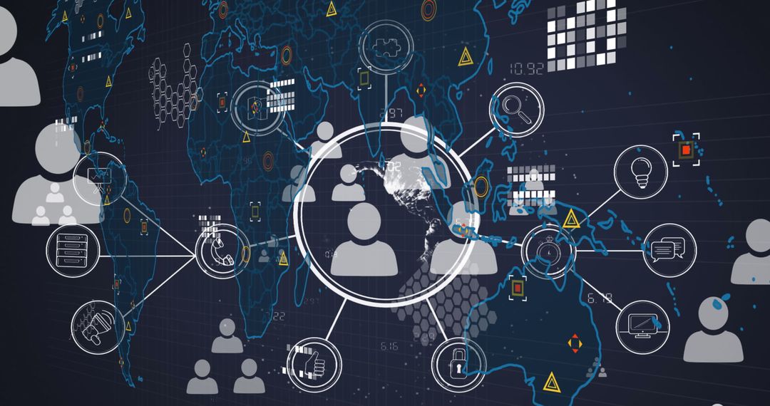 Global Network with Digital Connections and Data Visualization