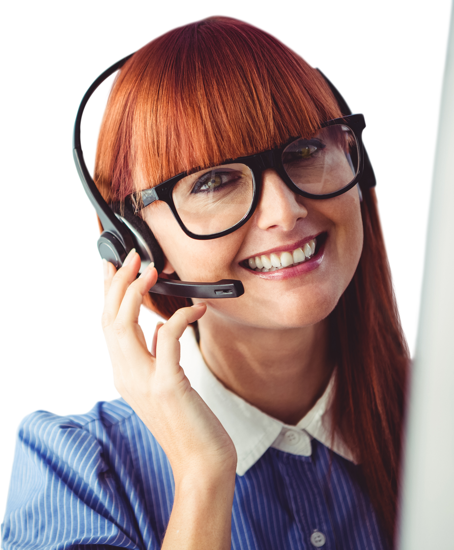 Transparent Smiling Hipster Woman with Headset Providing Customer Support - Download Free Stock Images Pikwizard.com