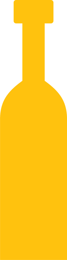 Yellow Silhouette Wine Bottle on Transparent Background