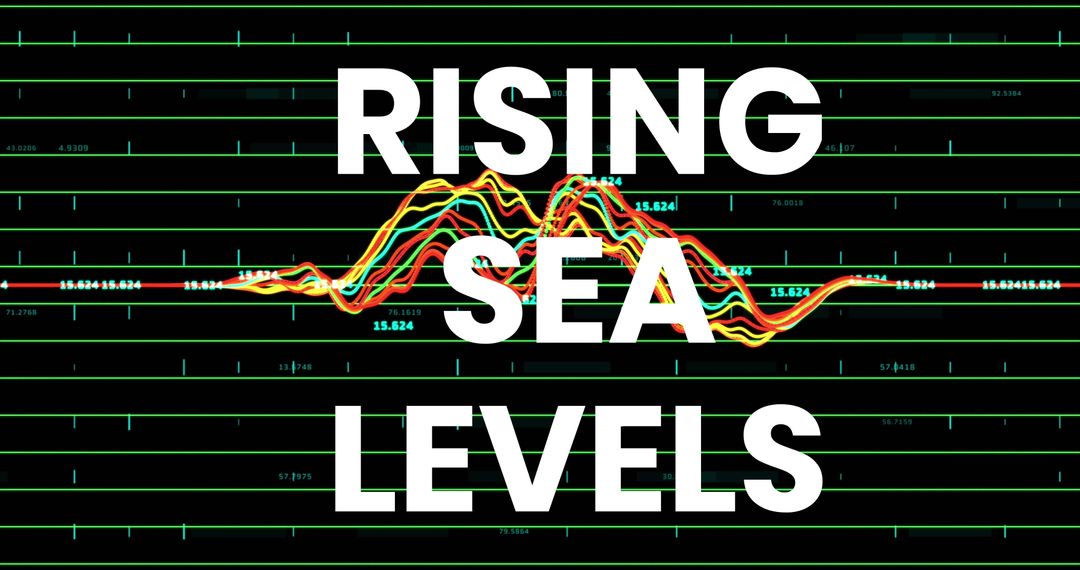 Rising Sea Levels on Financial Graph Highlighting Climate Impact