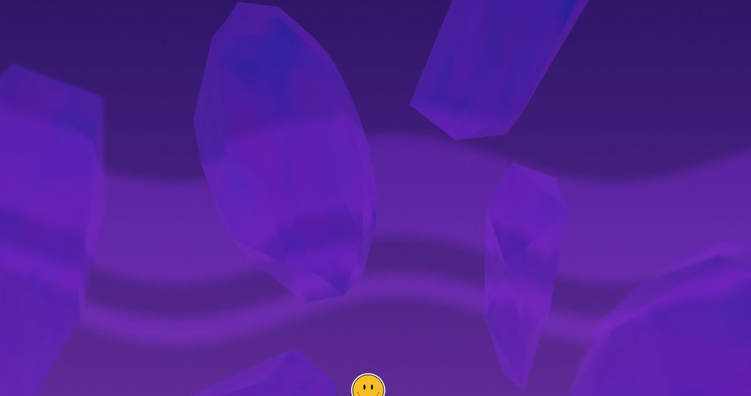Floating Smile Emojis Against Abstract Purple Backdrop