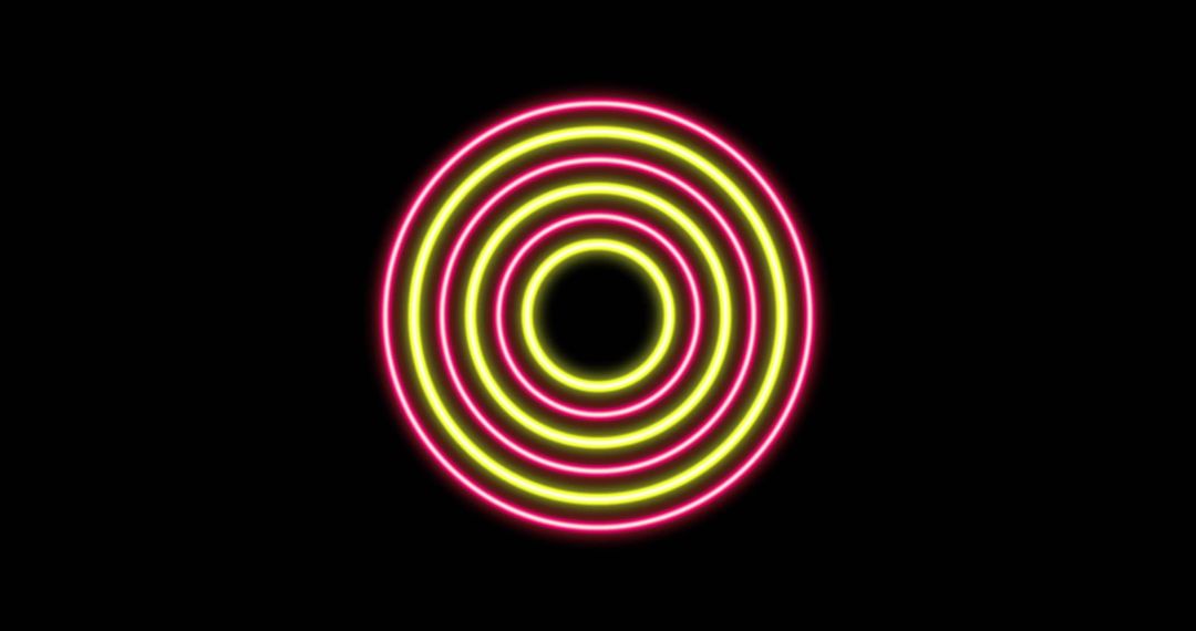 Glowing Neon Concentric Rings on Dark Background