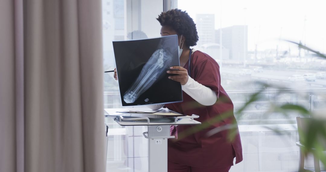 Healthcare Professional Examining X-ray in Modern Medical Facility - Free Images, Stock Photos and Pictures on Pikwizard.com