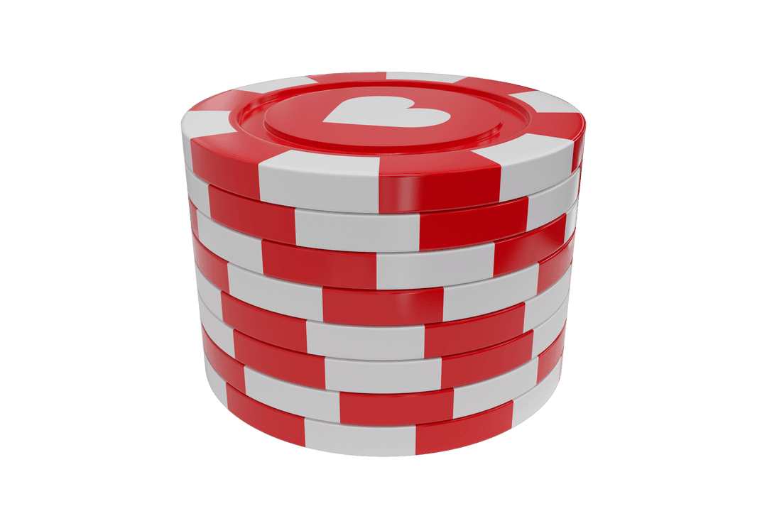 Red Transparent Poker Chips with Heart Design