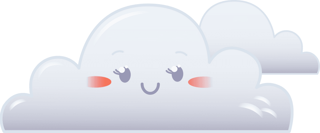 Smiling Cloud Character on Transparent Background
