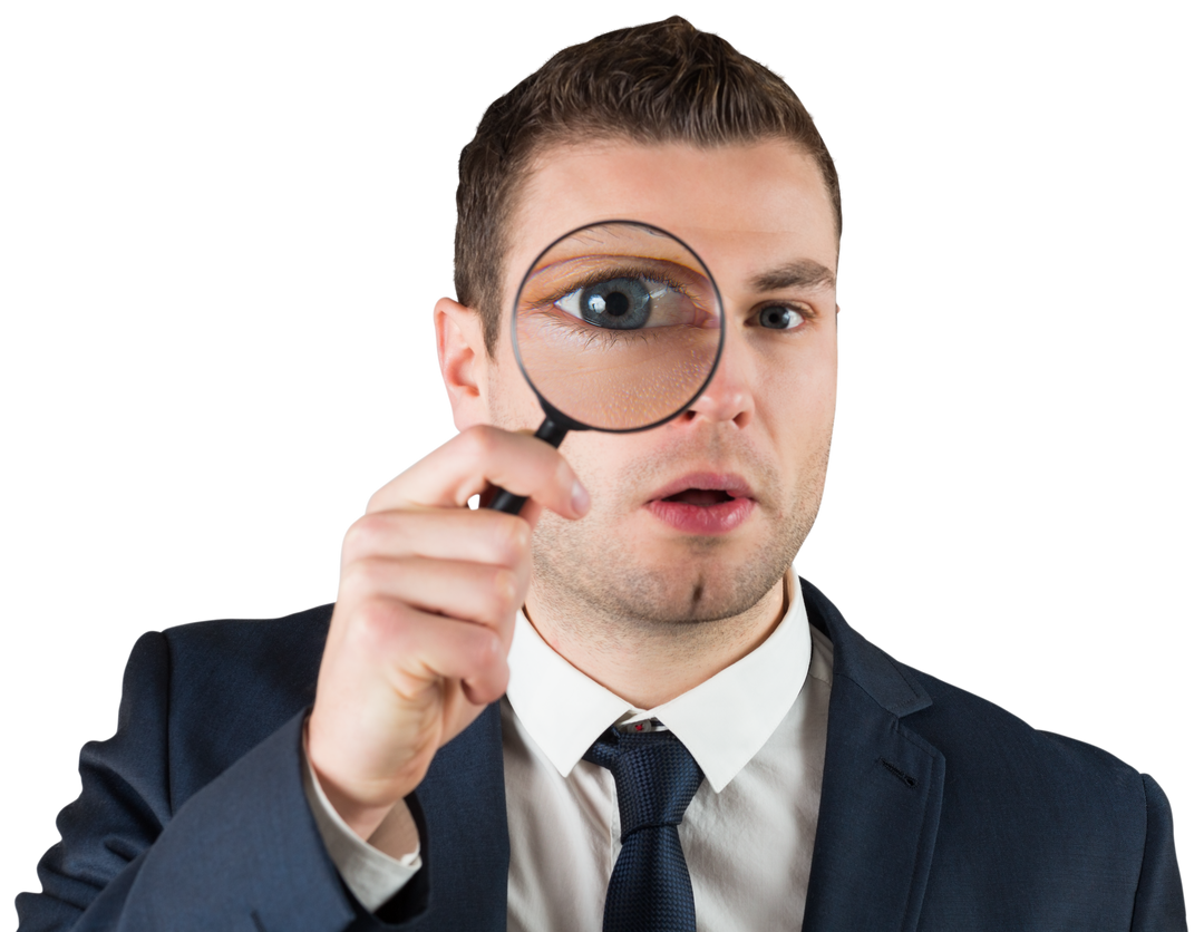 Transparent Businessman Analyzing with Magnifying Glass - Download Free Stock Images Pikwizard.com