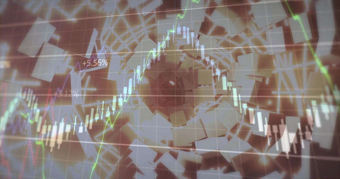 Futuristic Financial Chart With Geometric Tunnel and Data Visualization