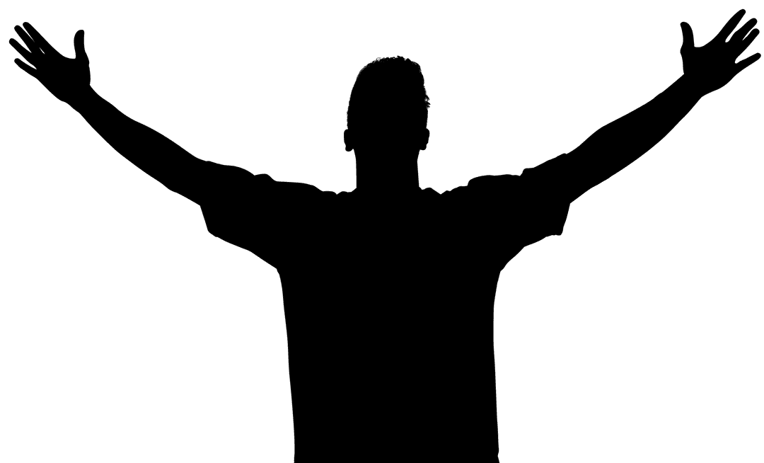 Celebratory Man Silhouette on Transparent Background