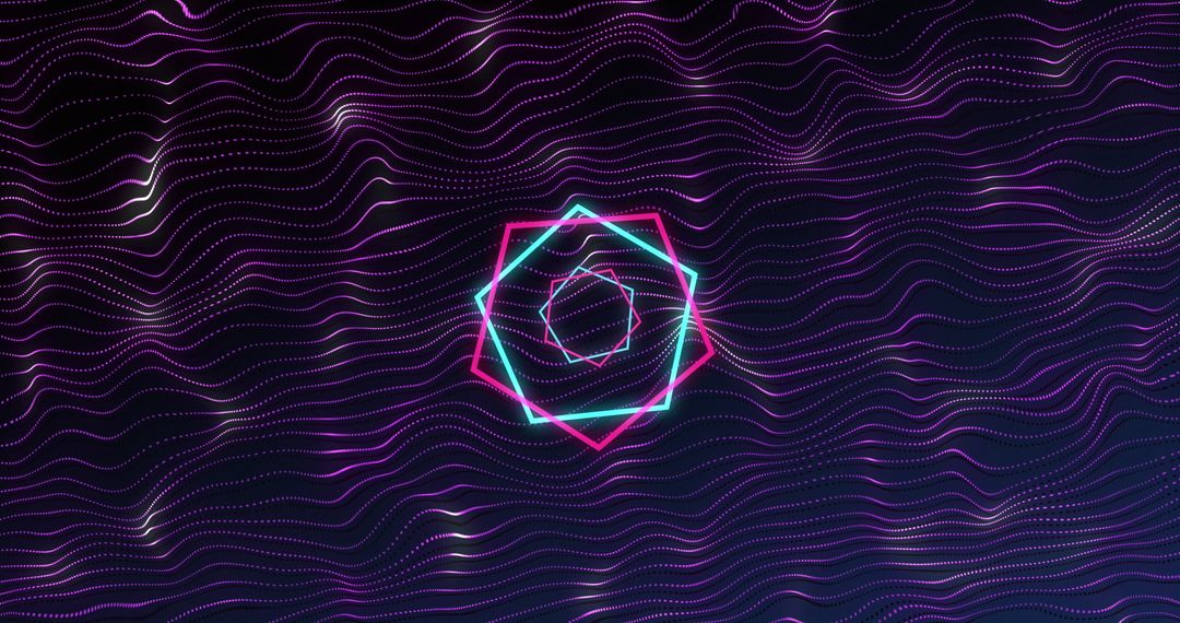 Futuristic Neon Shapes with Virtual Wave Patterns