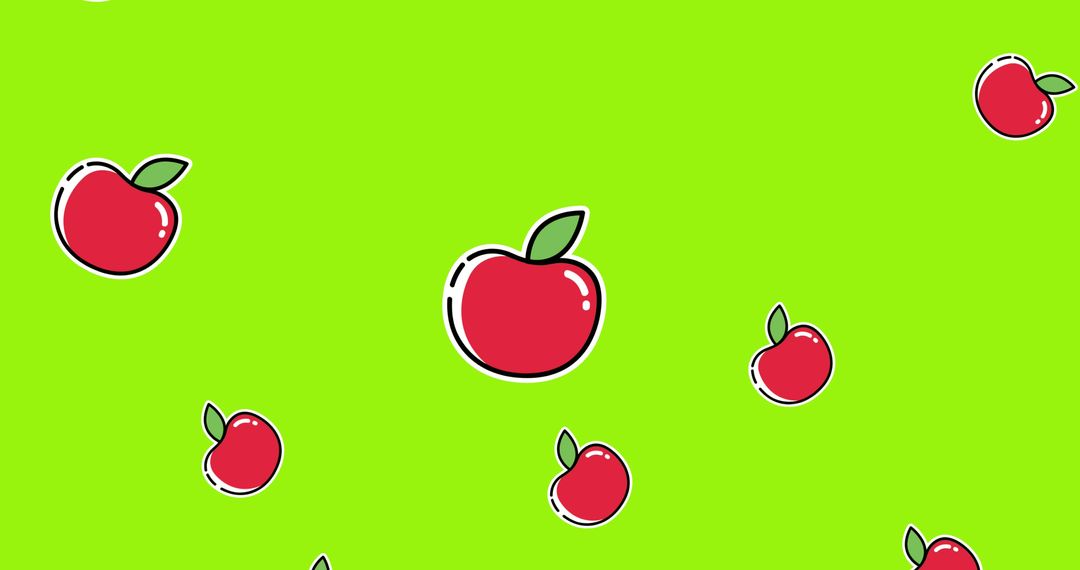 Red Apples Cascading on Bright Green Background