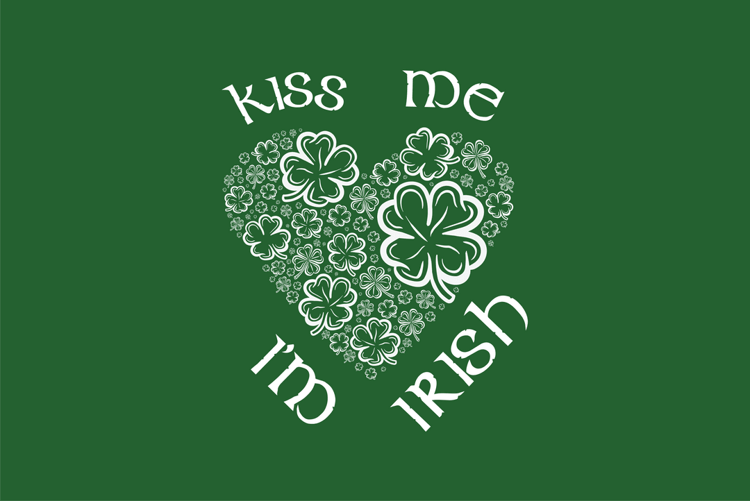 Transparent Kiss Me I'm Irish Design with Clover Heart