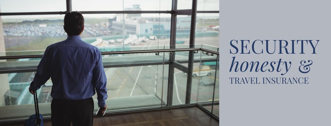 Businessman with suitcase awaiting travel at airport