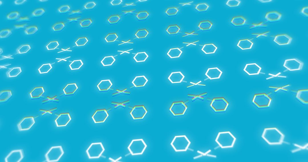 Futuristic Neon Hexagon and X Pattern on Blue Background