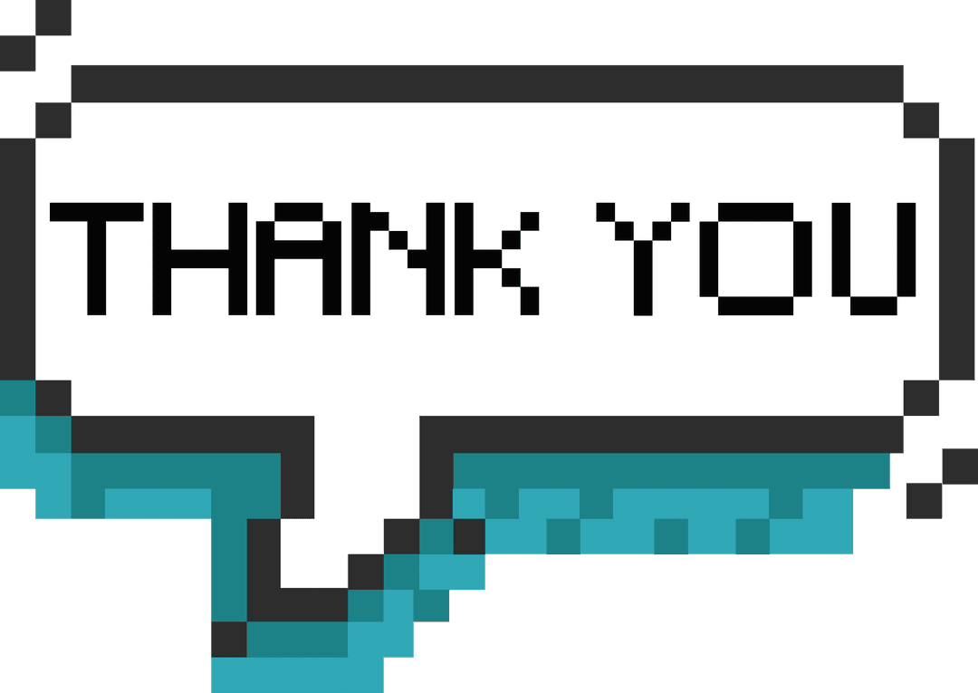 Pixelated Speech Bubble Thank You Text on Transparent Background