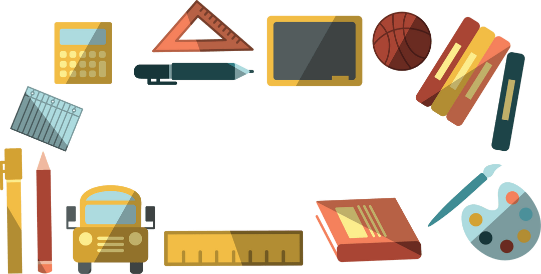 Transparent School Icons with Copy Space for Education Projects