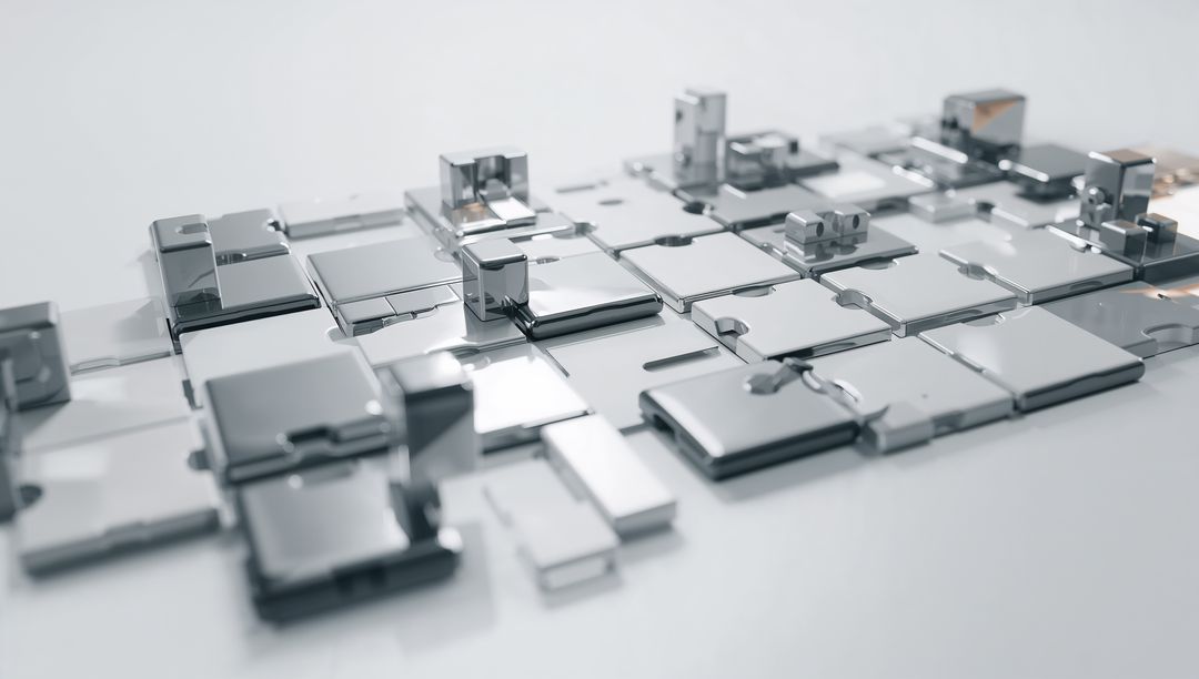 Reflective Geometric Metal Squares on Smooth Surface