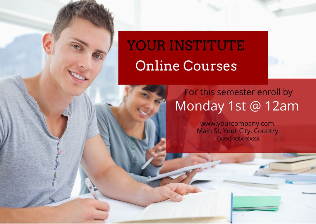 Students Studying for Online Courses Enrollment Advertising