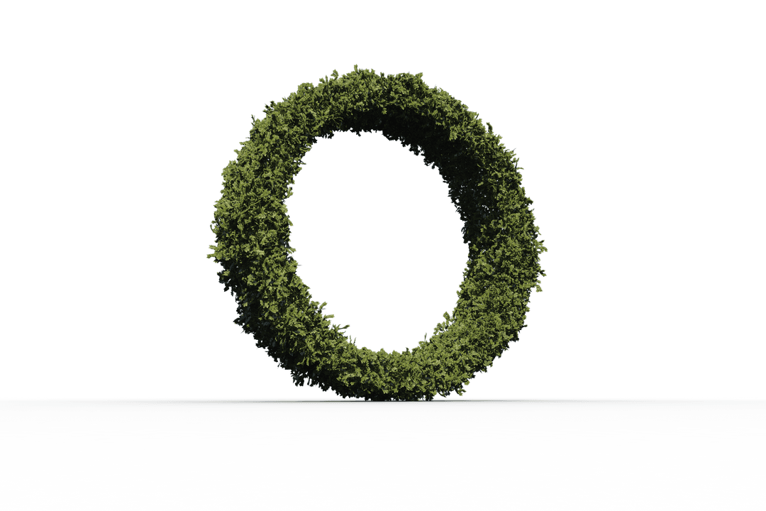 Grass-Covered Letter O on Transparent Background