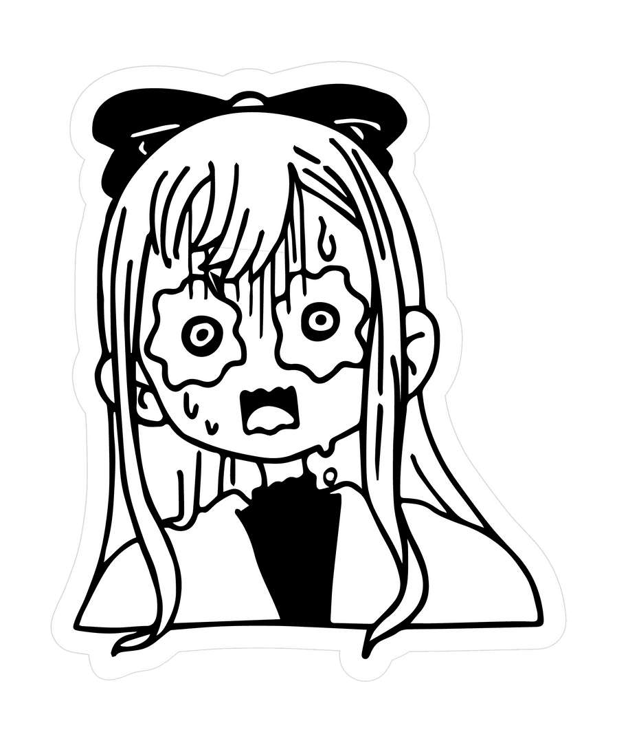 Expressive Shocked Anime Character with Transparent Background