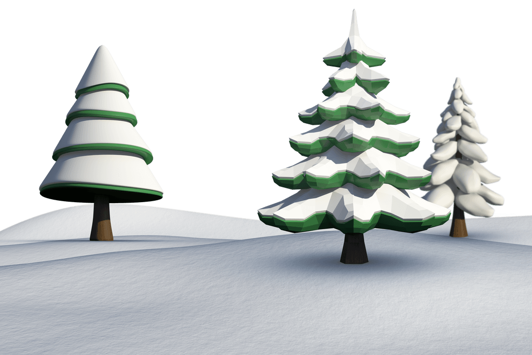 Transparent Snowy Fir Trees on Winter Landscape in Daylight