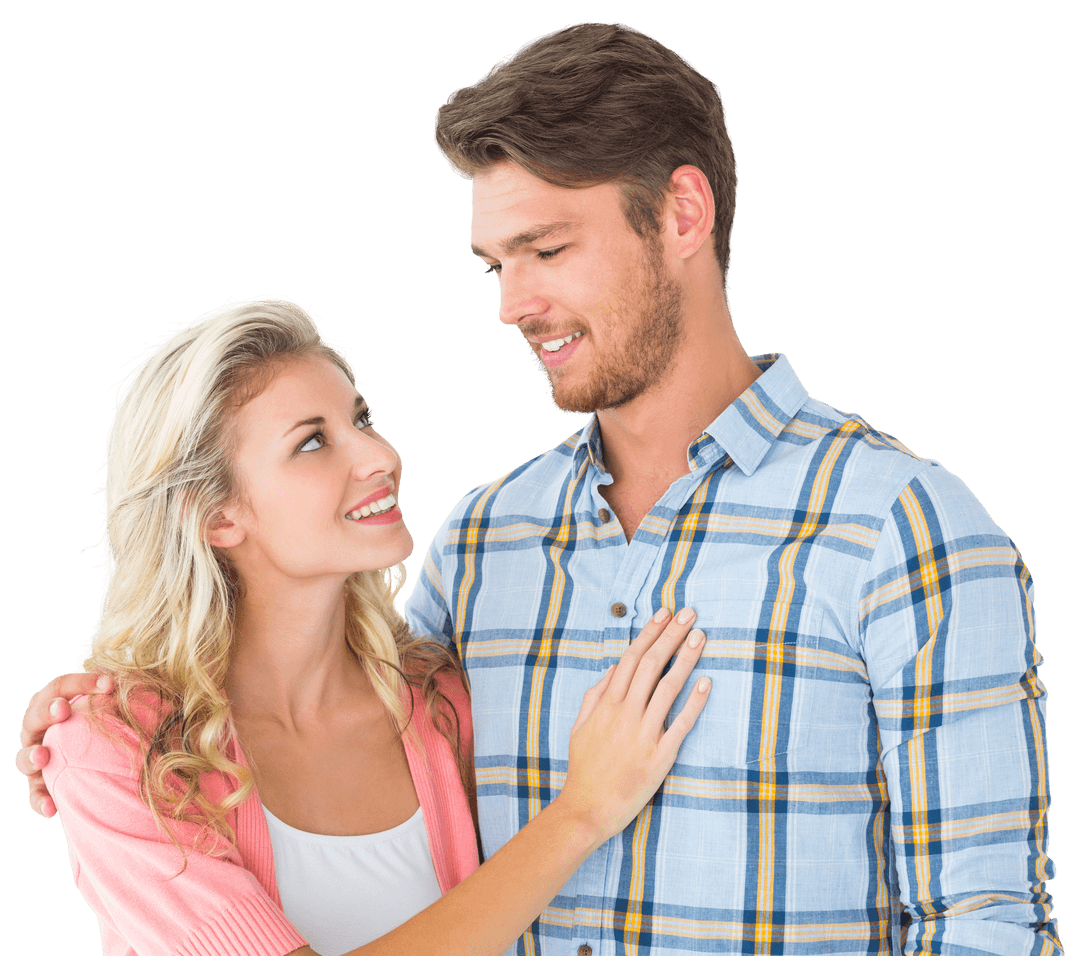 Happy Couple Looking Affectionate with Transparent Background